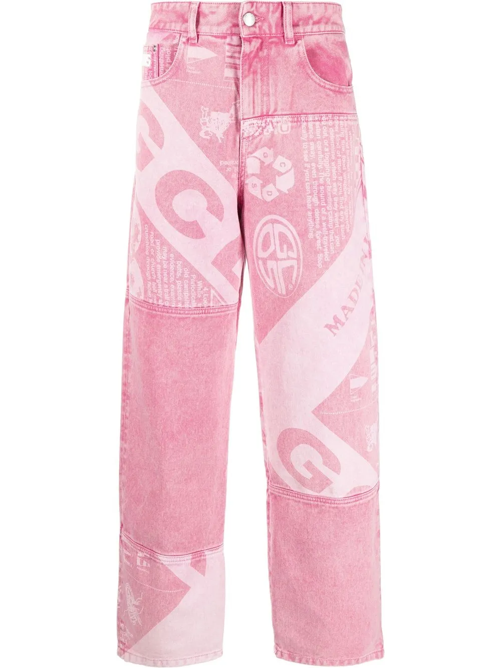 

Gcds jeans rectos con logo estampado - Rosado