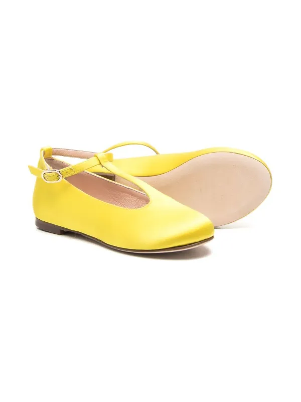 yellow satin flats