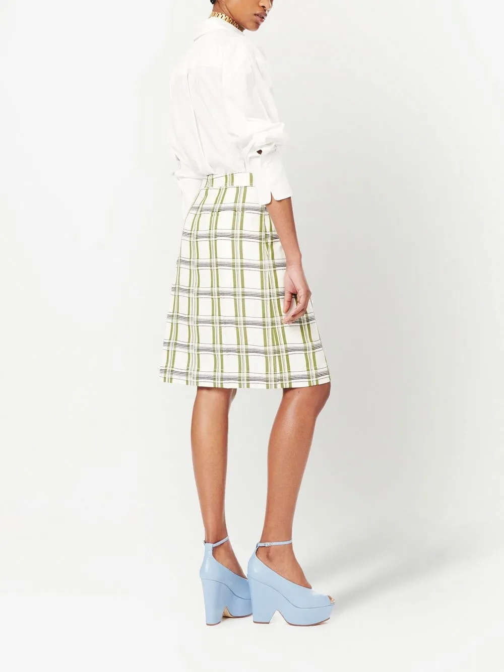 Victoria Beckham Check Wrap Skirt In Neutral