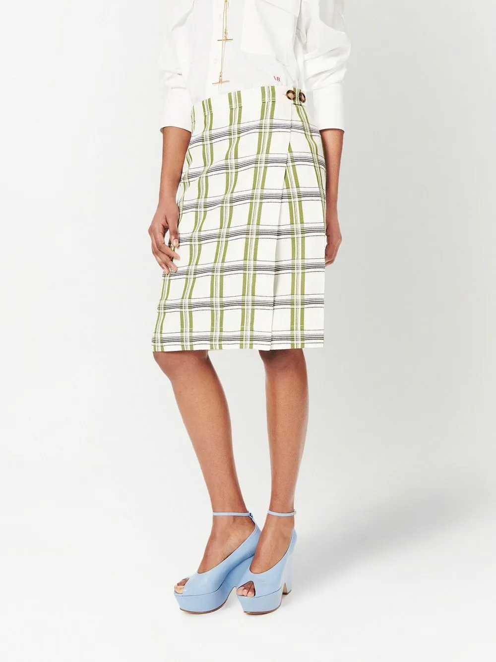 Victoria Beckham Check Wrap Skirt In Neutral