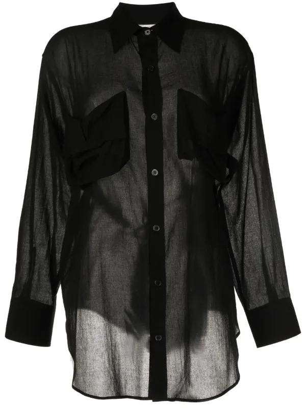 Yohji Yamamoto Sheer long-sleeve Shirt 
