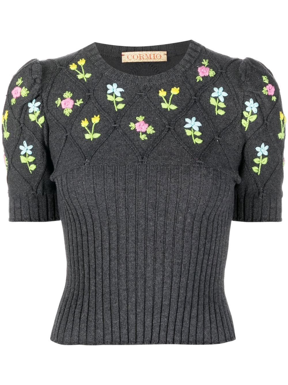 CORMIO Oma floral-embroidered Knit Top - Farfetch