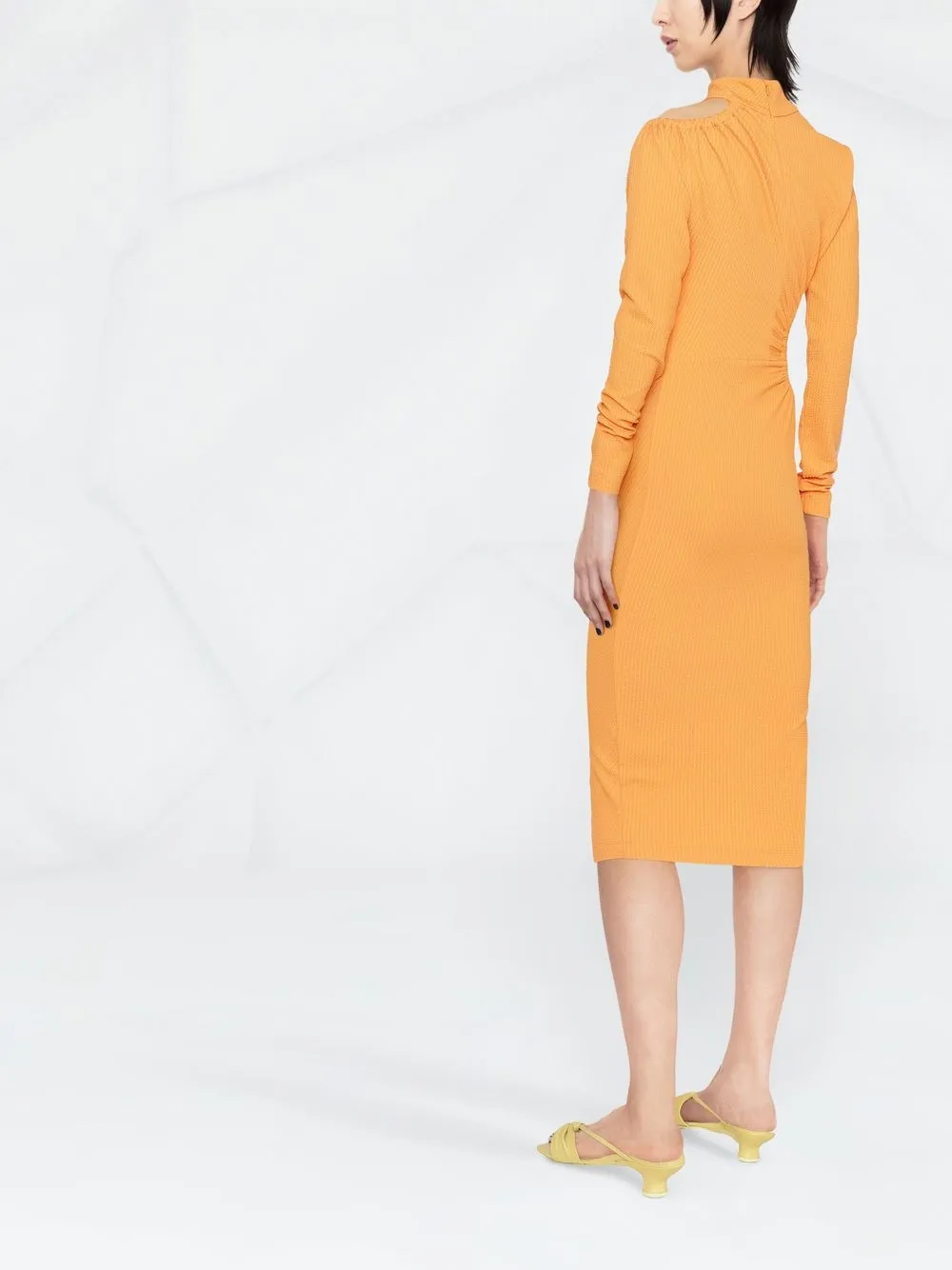  Rotate Birger Christensen Asymmetrisches Kleid Mit Cut Outs   Orange 