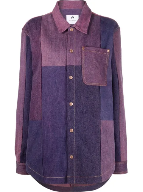 Marine Serre patchwork logo-print shirt