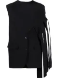 Burberry fringed asymmetric buttoned vest - Black