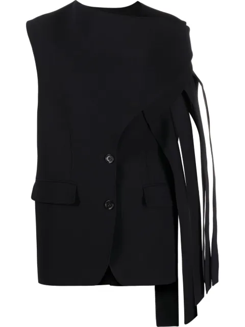 Burberry fringed asymmetric buttoned vest