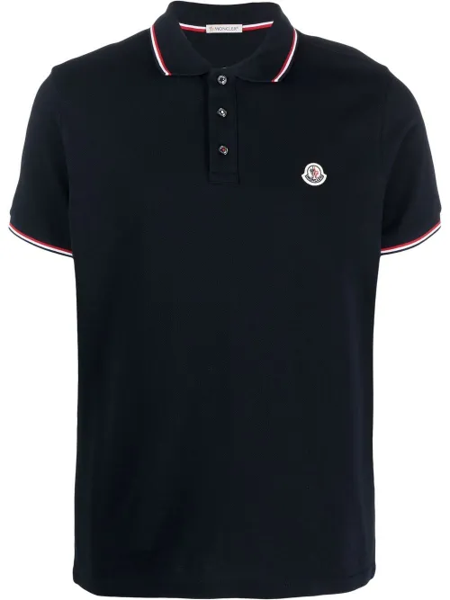 Moncler polo à patch logo - Bleu - Moncler - Modalova