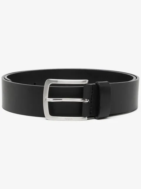 BOSS italian-leather belt with logo-engraved buckle