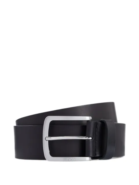 BOSS italian-leather belt with logo-engraved buckle