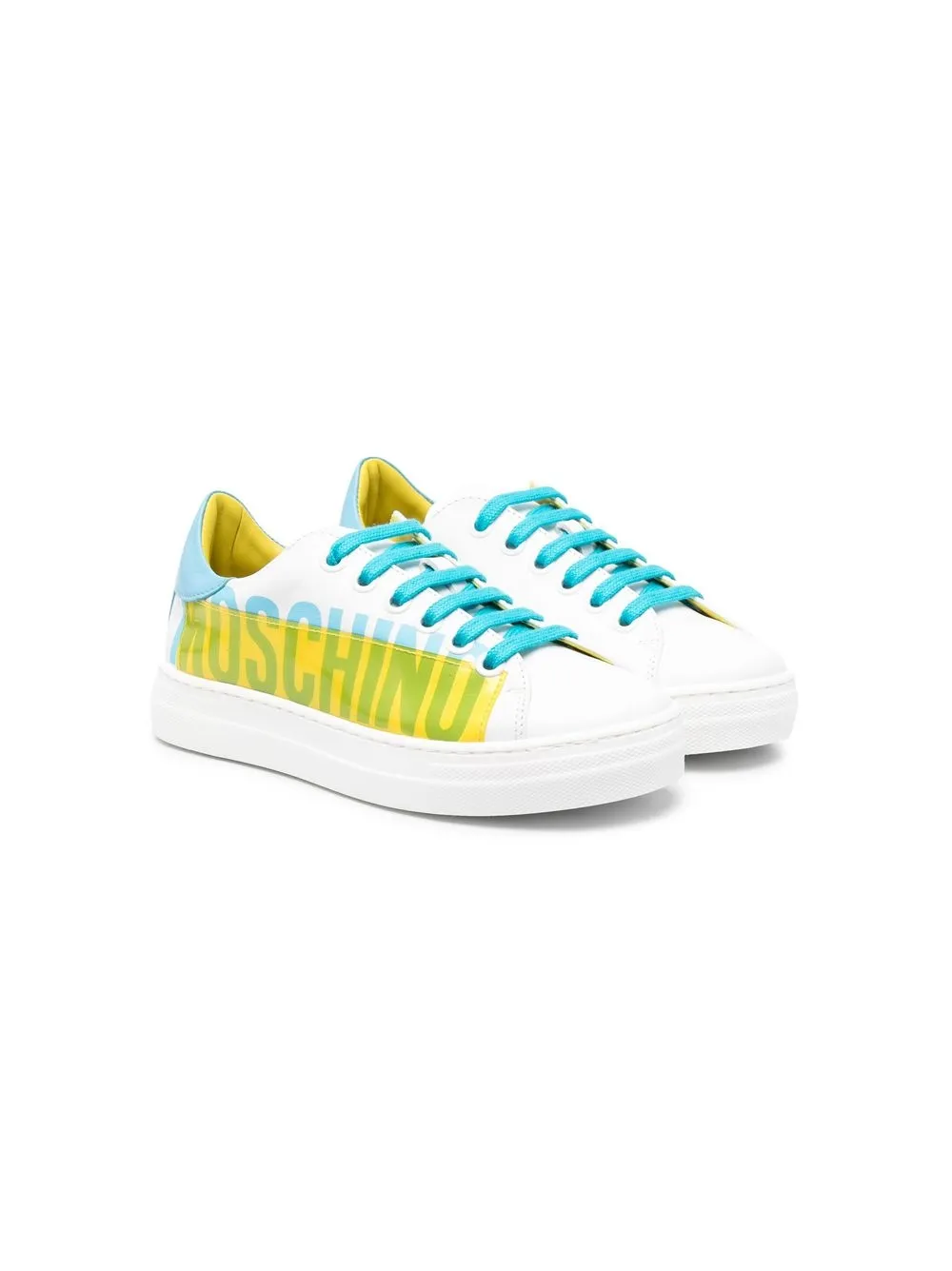 

Moschino Kids tenis bajos con logo estampado - Blanco