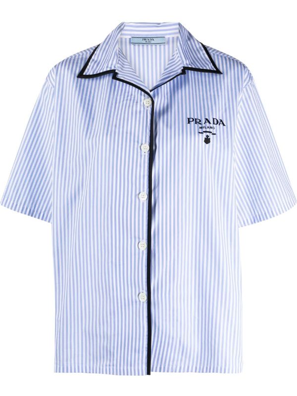 Prada logo-print Striped Bowling Shirt - Farfetch