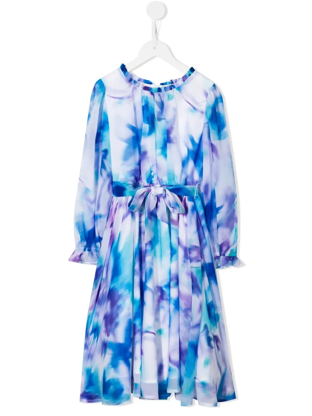 

MARCHESA NOTTE MINI vestido con estampado tie-dye y cinturón - Azul