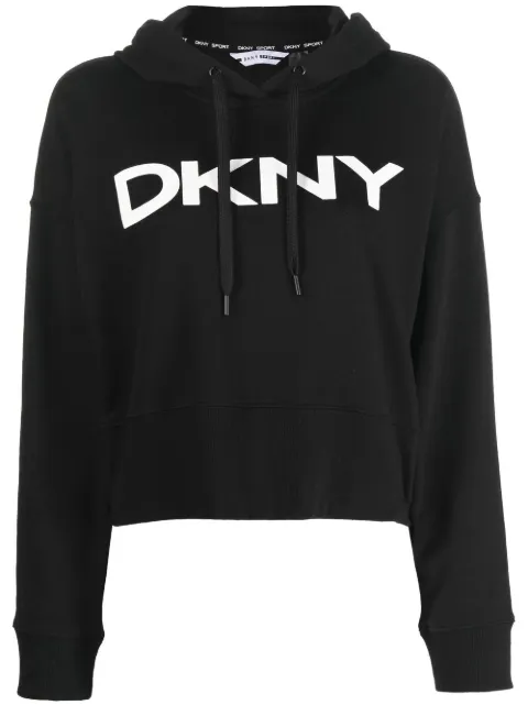 dkny logo印花短款连帽衫