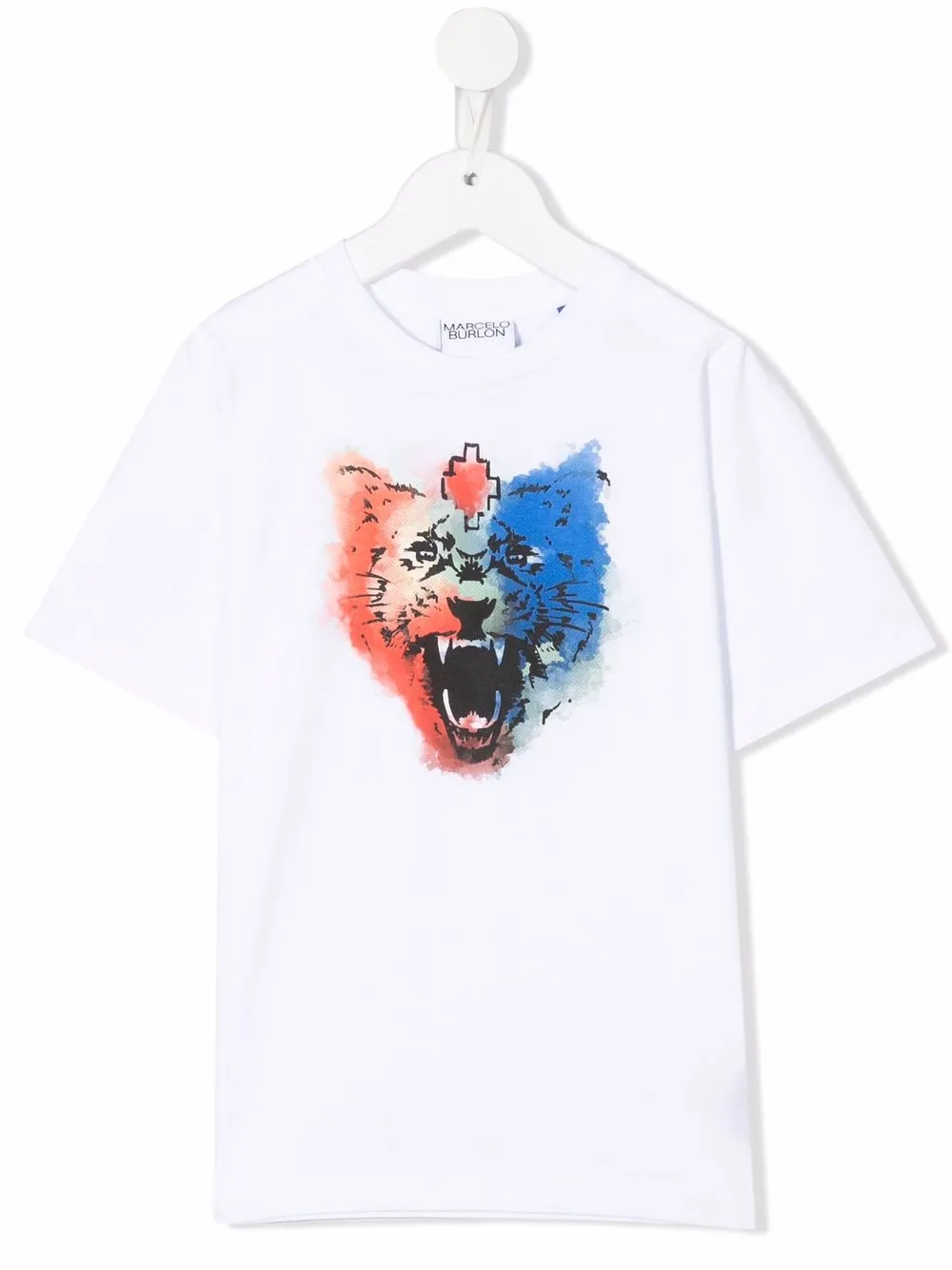 

Marcelo Burlon County Of Milan Kids playera con estampado gráfico de tigre y cruz - Blanco