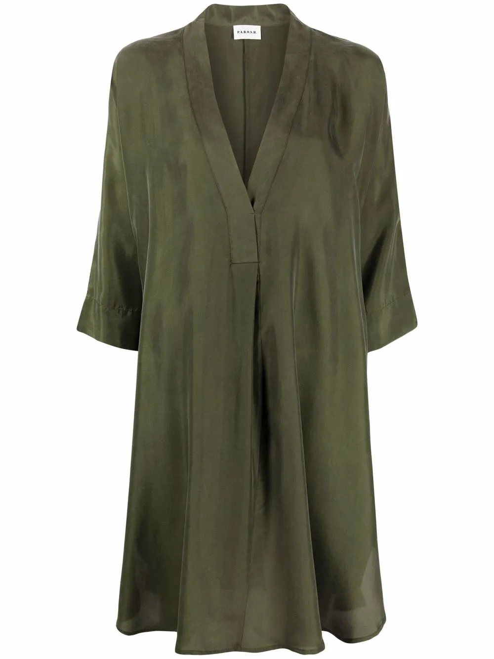 

P.A.R.O.S.H. vestido de seda recto con cuello en V - Verde