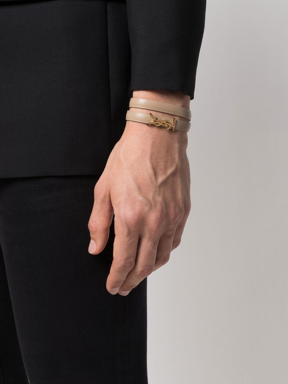 Saint Laurent Armband met logoplakkaat - Beige