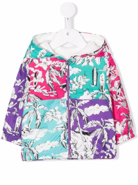 Moncler Enfant palm-tree print jacket
