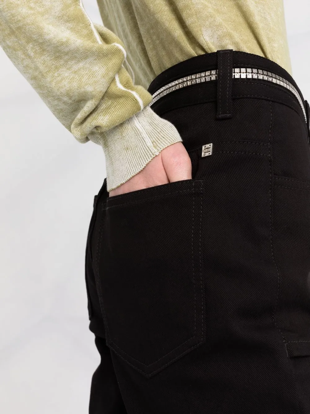 Givenchy Slim Leg Mini Skirt Effect Jeans In Black