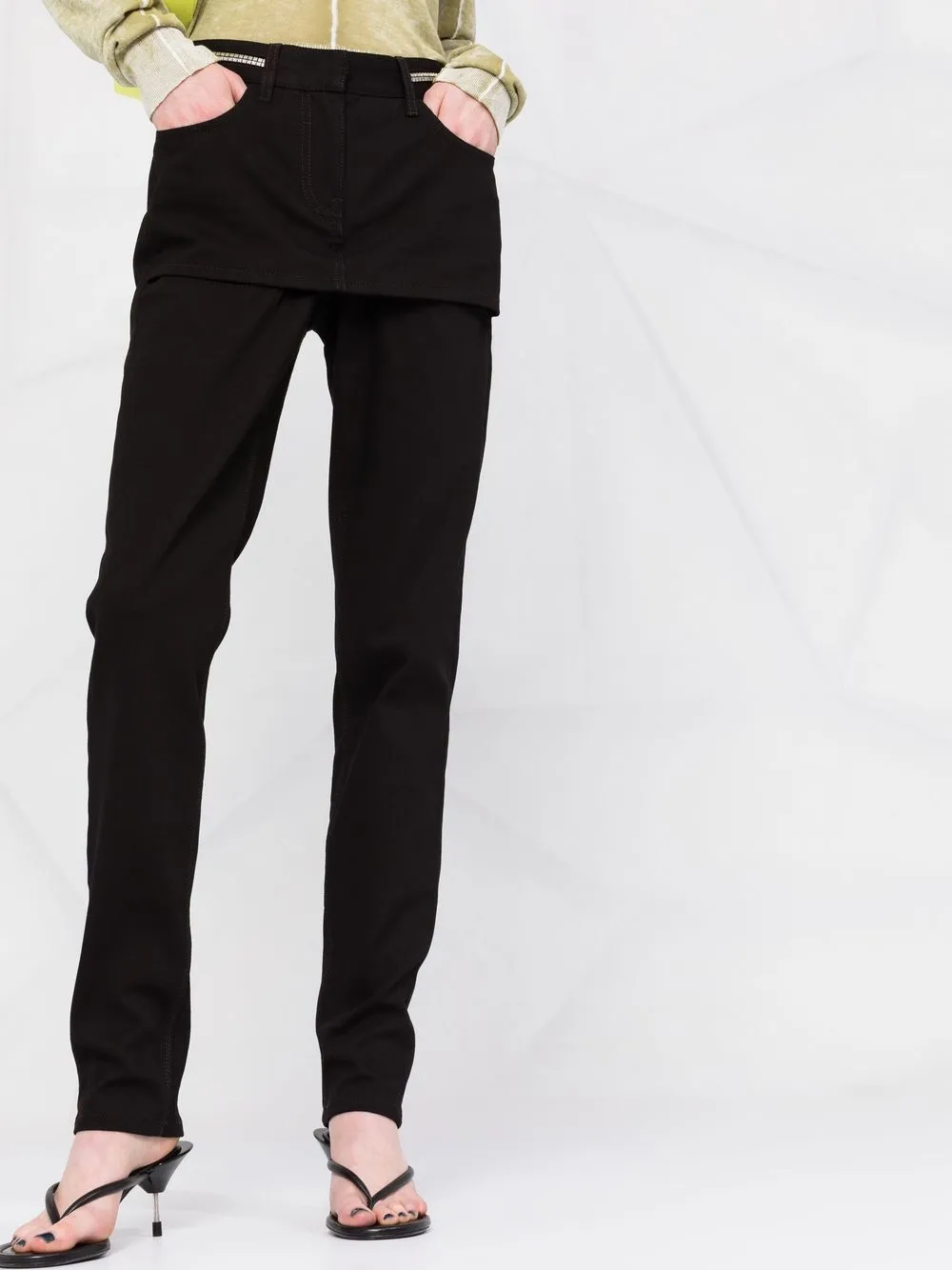 Givenchy Slim Leg Mini Skirt Effect Jeans In Black