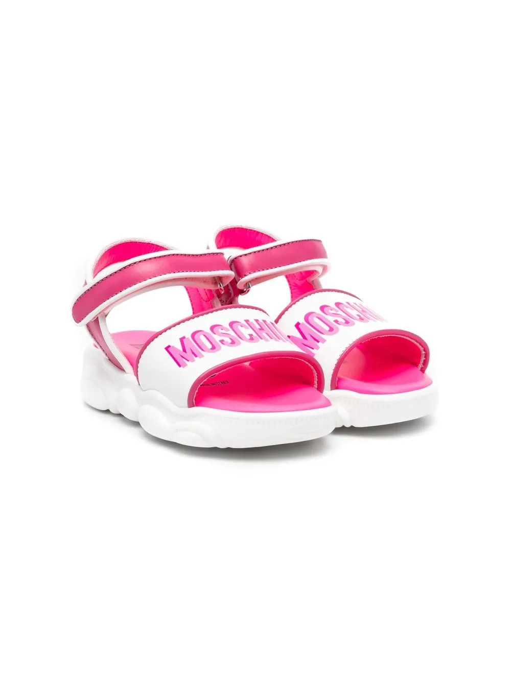 

Moschino Kids sandalias con cierre autoadherente y logo - Blanco