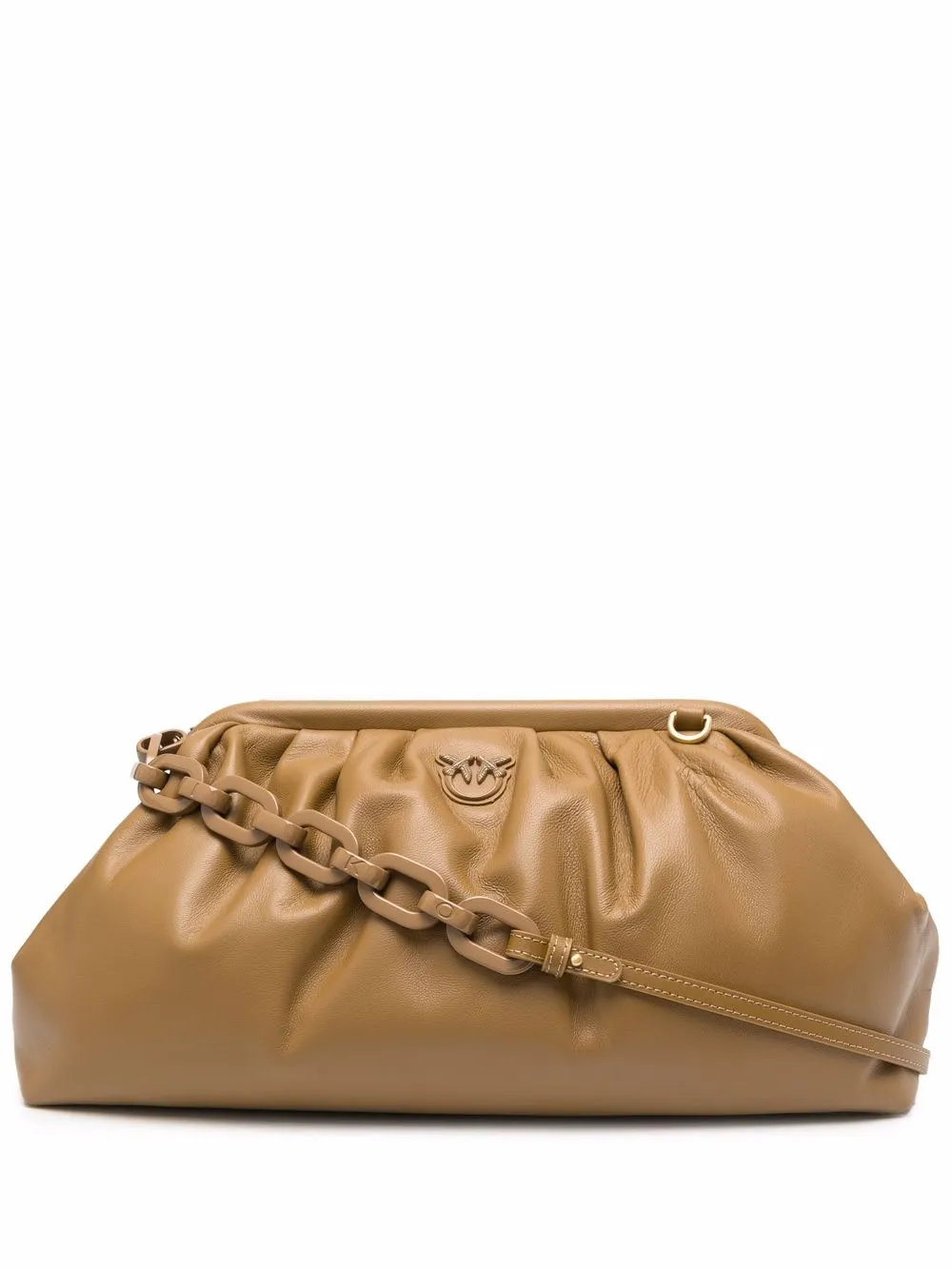 

PINKO chain-link leather clutch bag - Brown