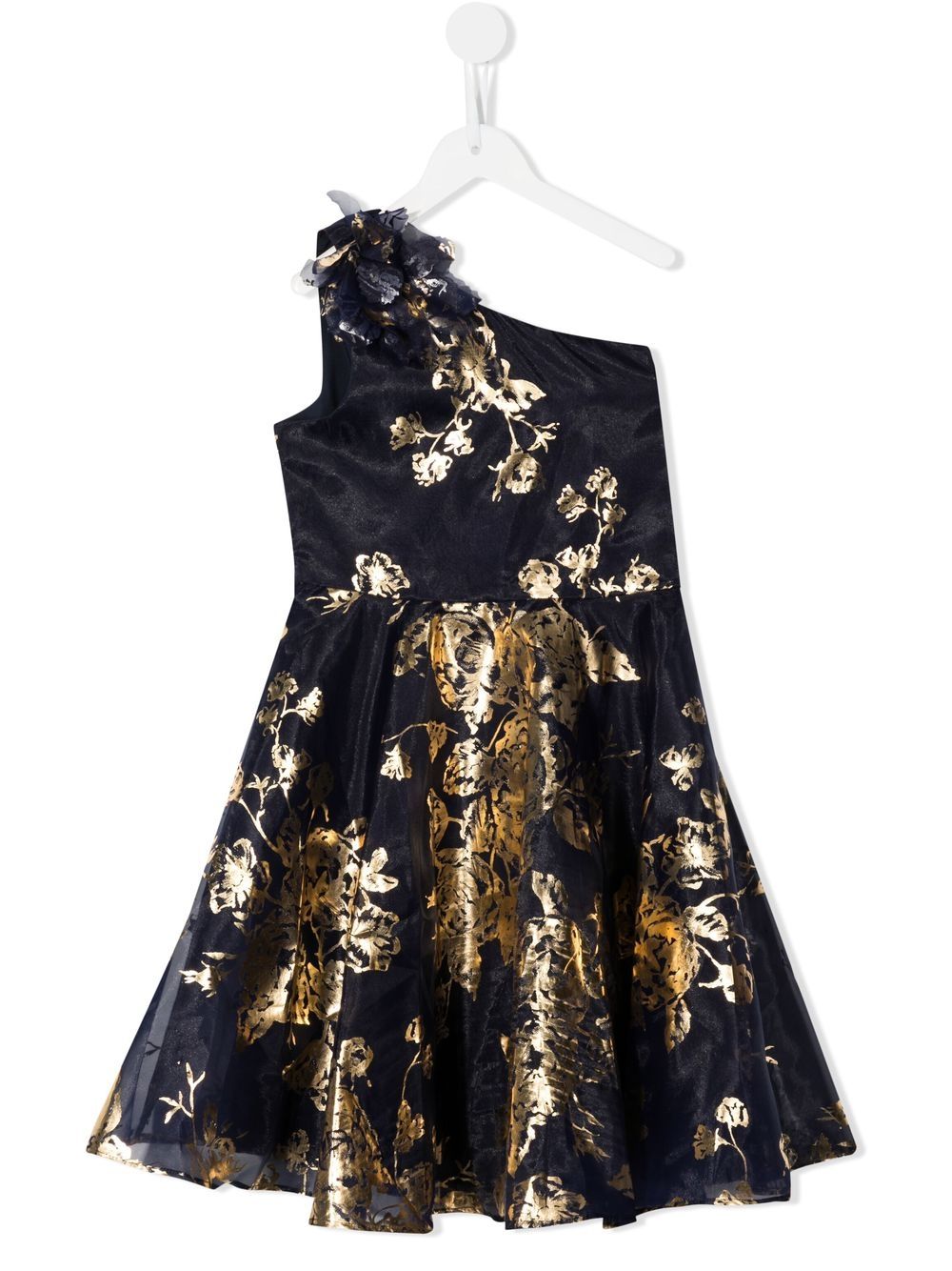 

MARCHESA NOTTE MINI vestido con un hombro descubierto y estampado floral - Azul