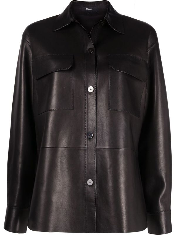 theory leather shirt