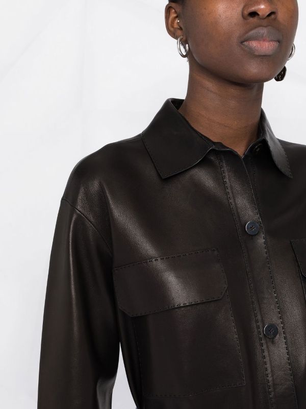 theory leather shirt jacket