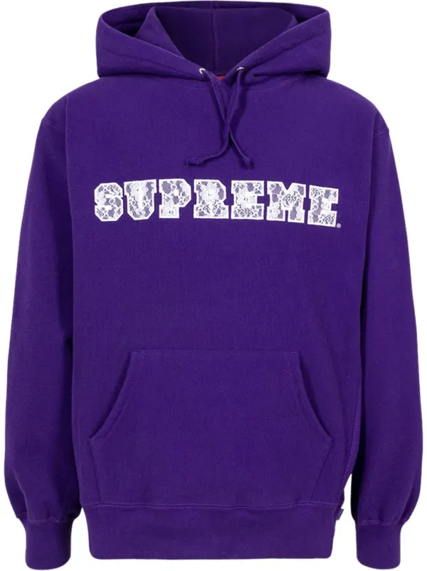 Supreme Lace Logo Hoodie Purple FARFETCH TR