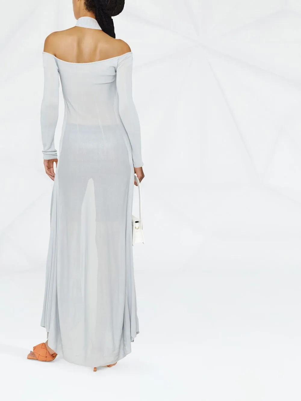 Shop Jacquemus Lagoa Halterneck Dress In Blue