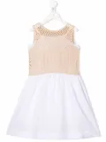 Il Gufo crochet-top linen dress - White