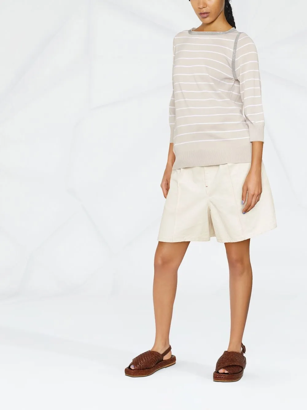  Fabiana Filippi Gestreifter Pullover   Grau 