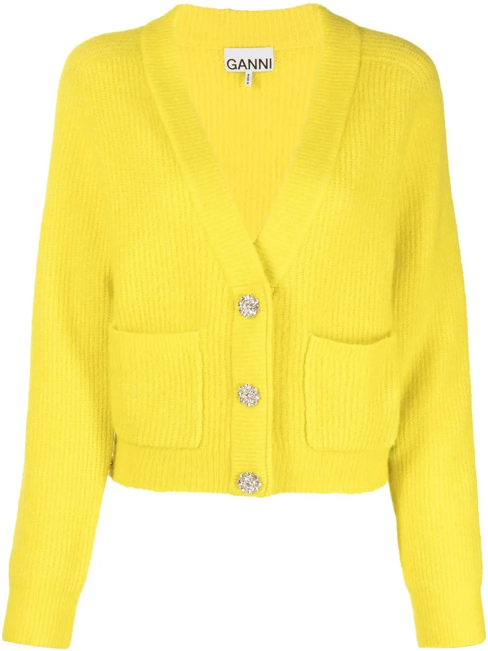 

GANNI rib-knit wool-blend cardigan - Yellow