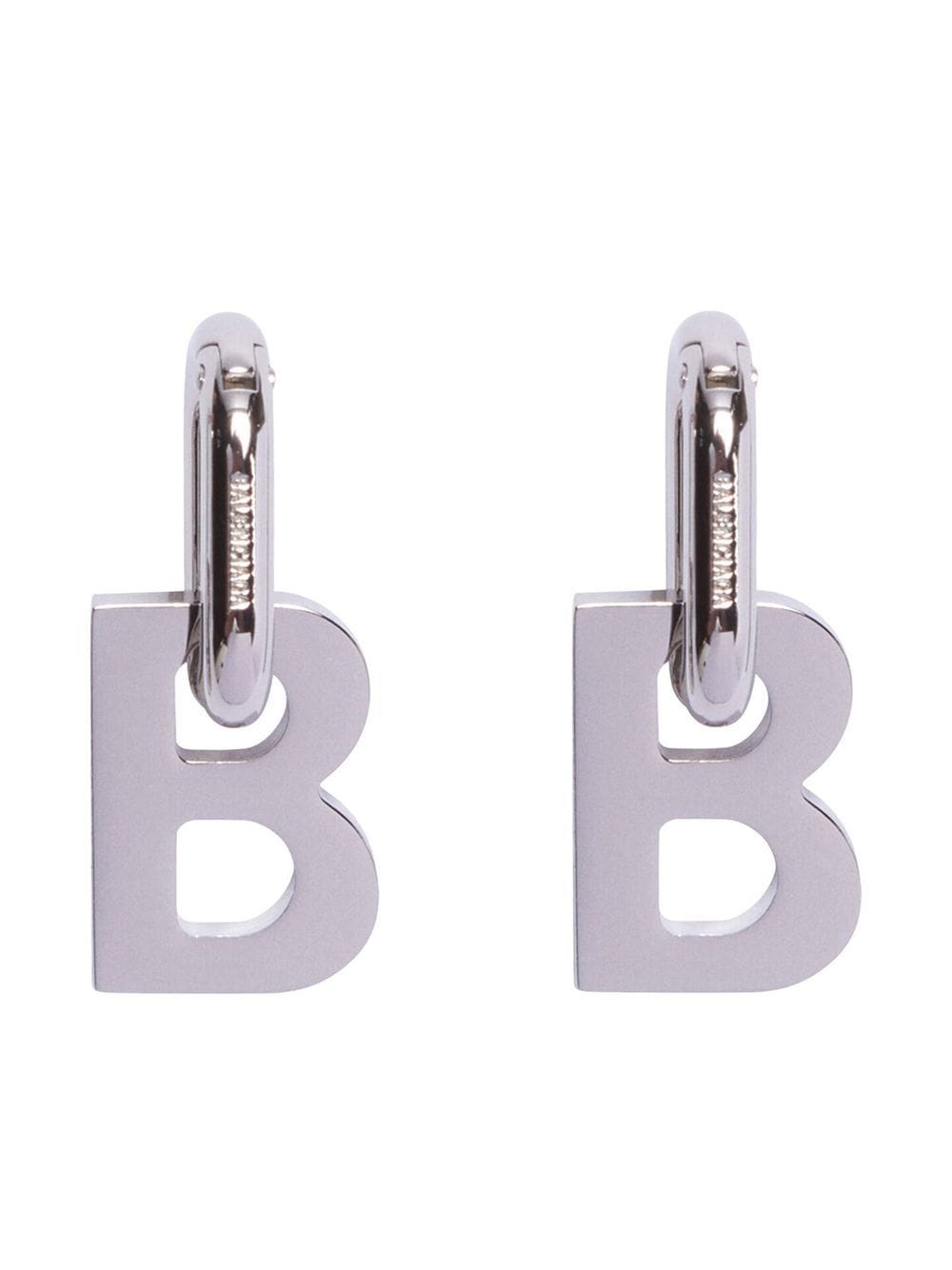 Balenciaga Xl B Chain Earrings In Silver