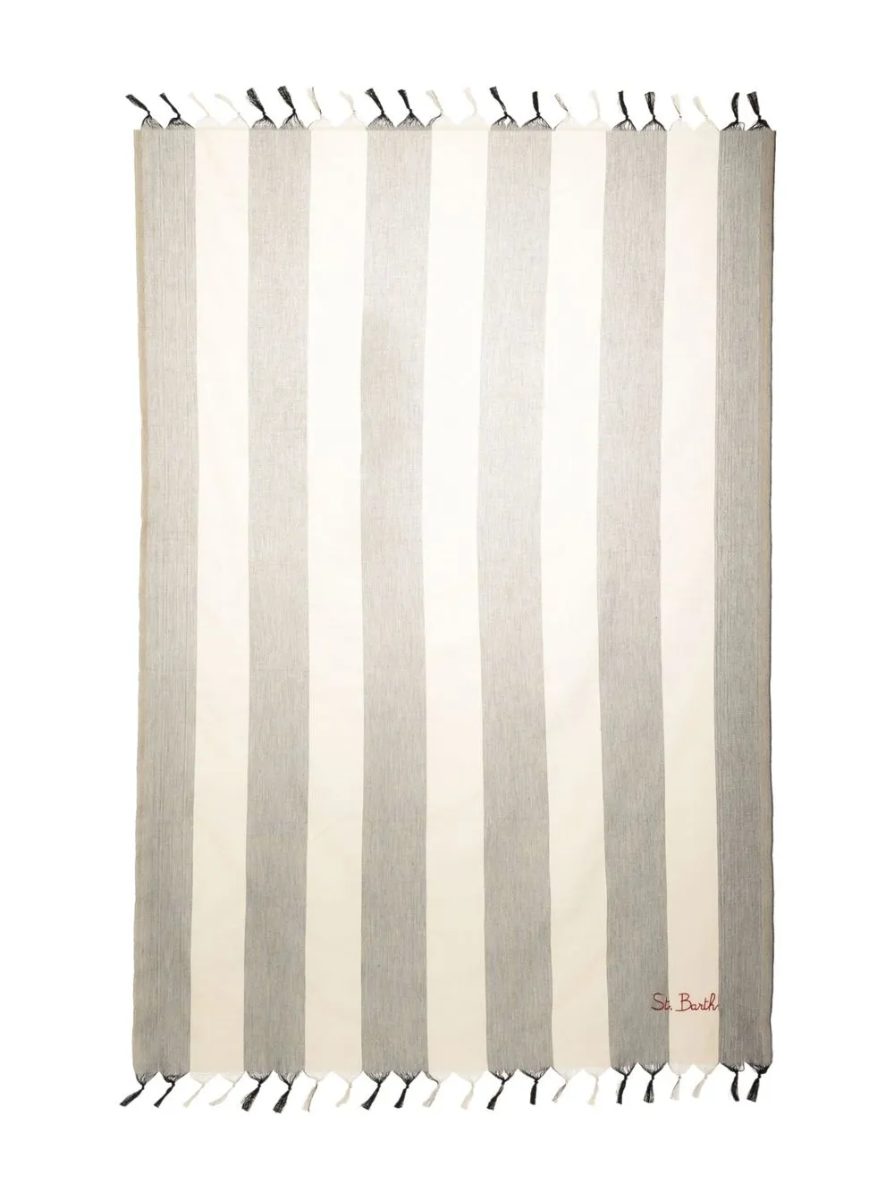 Mc2 Saint Barth Stripe Fringed Beach Towel In Neutrals