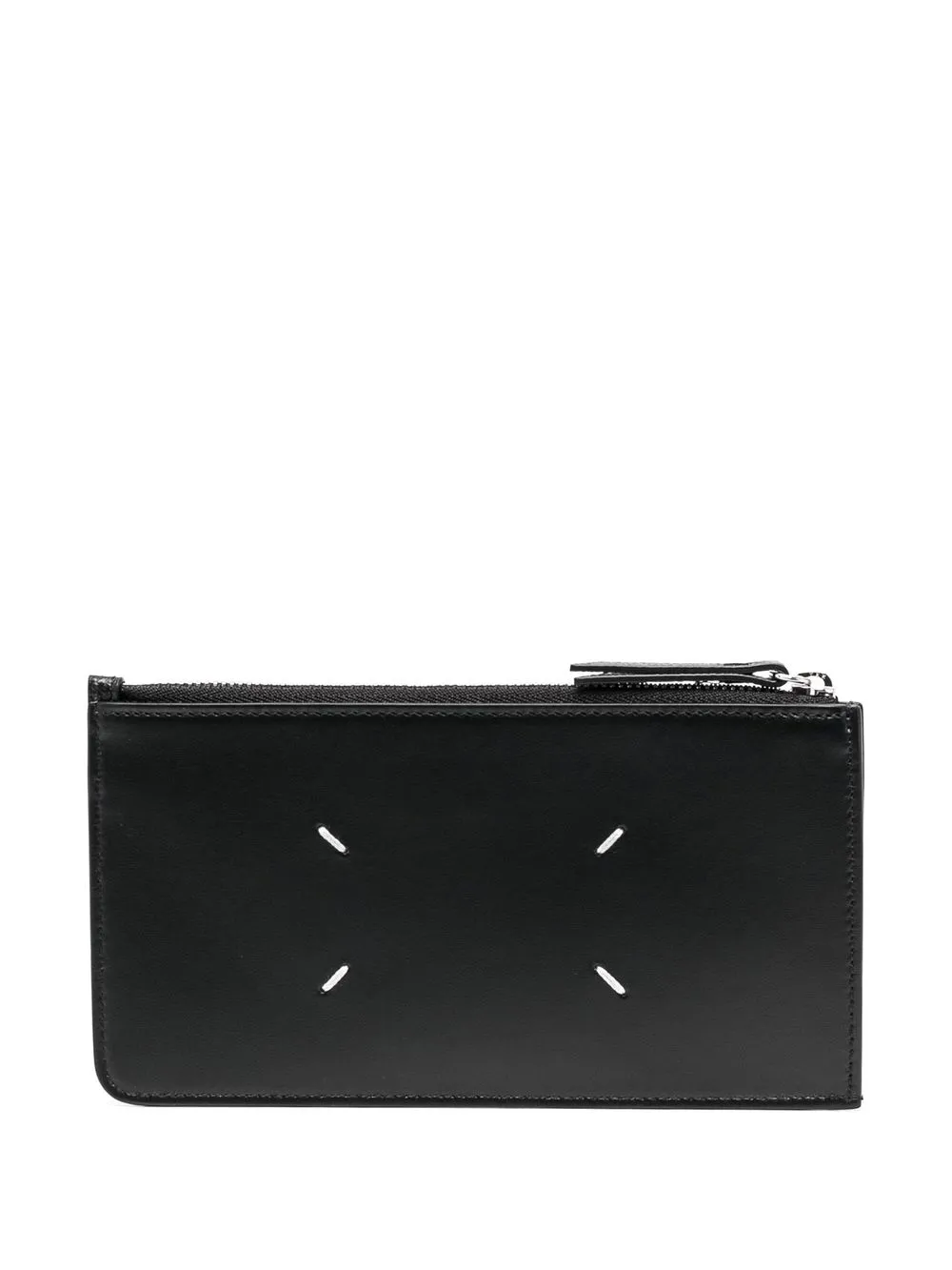 Shop Maison Margiela Four-stitch Zipped Card Holder In Black