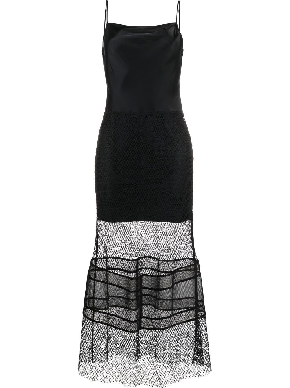 

Helmut Lang vestido midi con panel de tul - Negro