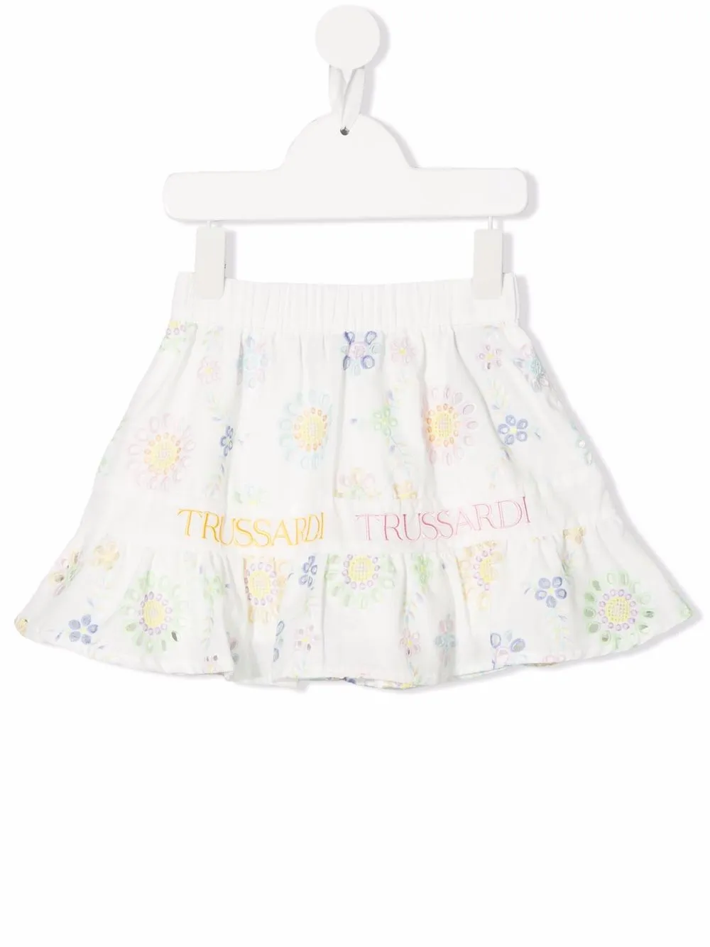 

TRUSSARDI JUNIOR floral-embroidered cotton skirt - White