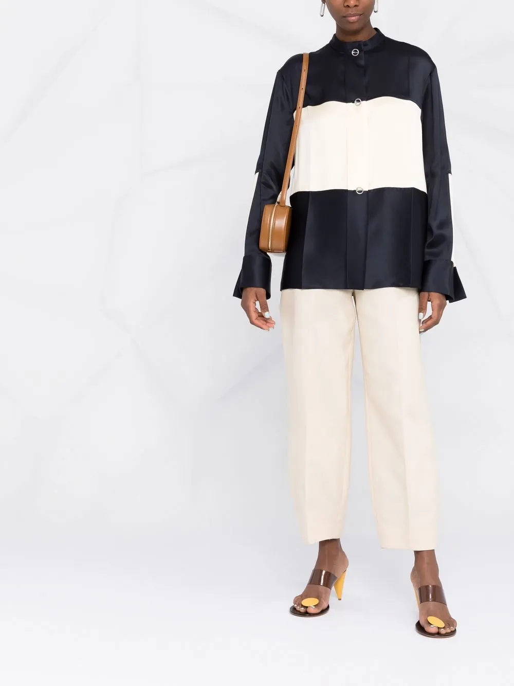 Jil Sander Blouse met colourblocking - Blauw
