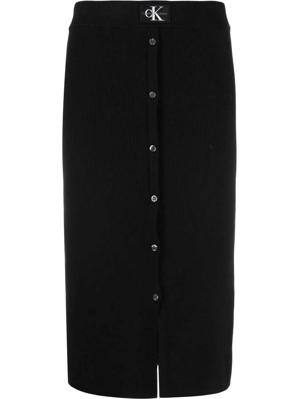 

Calvin Klein Jeans buttoned rib-knit pencil skirt - Black