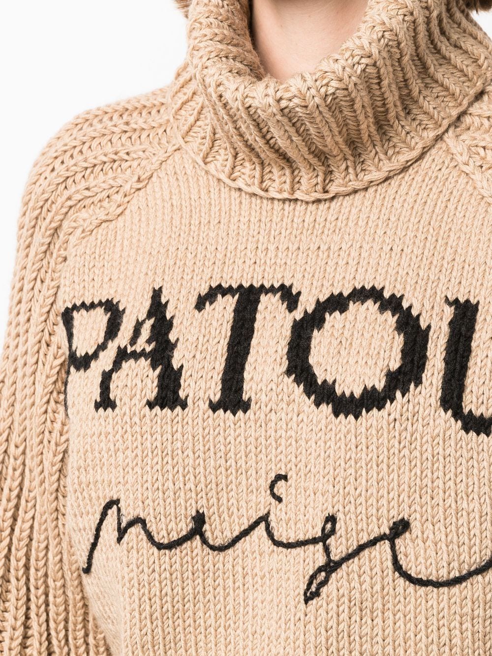 Shop Patou Intarsia-knit Logo Jumper In Braun