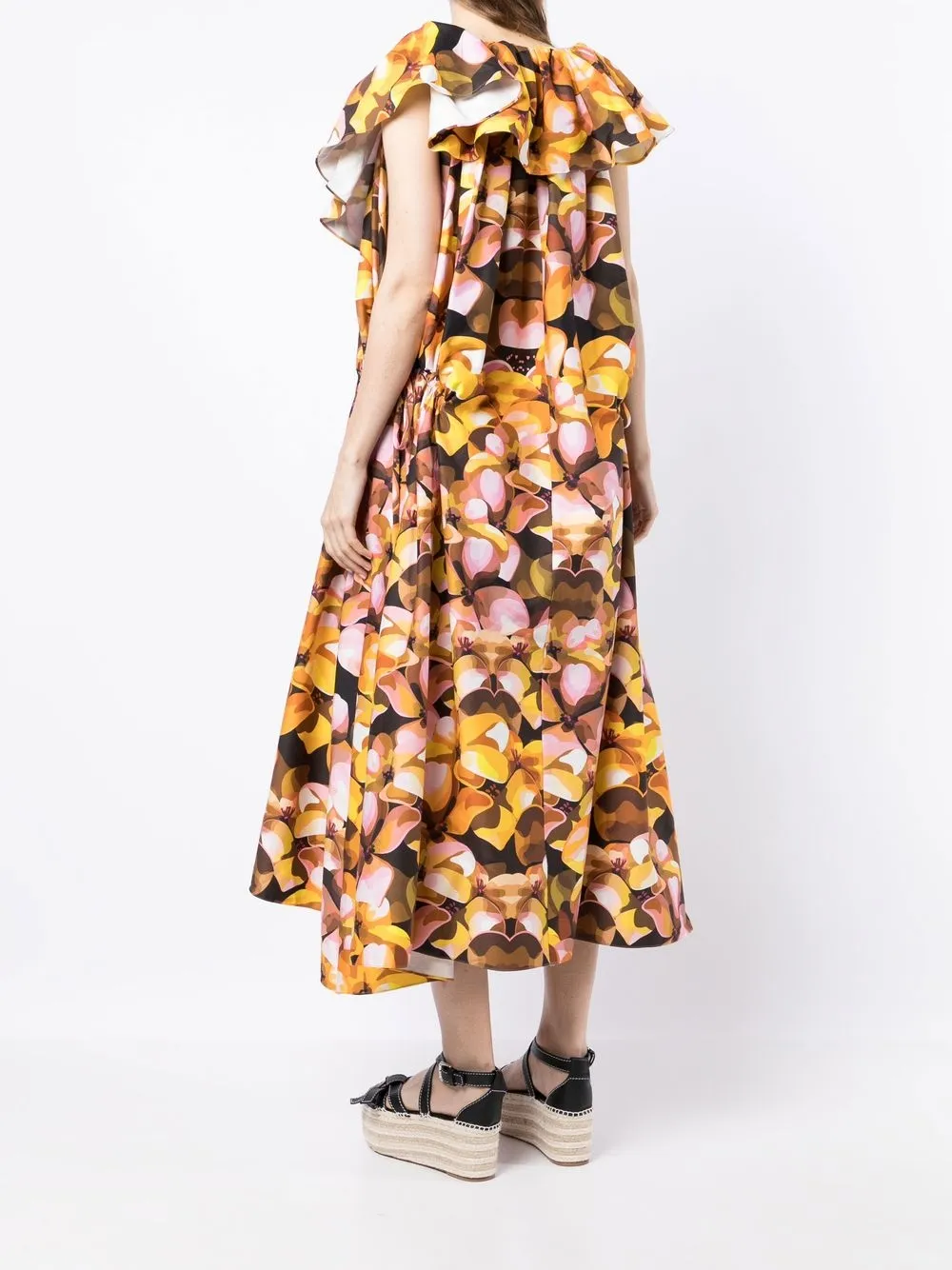 Shop Kika Vargas Zulma Floral-print Midi Dress In Braun