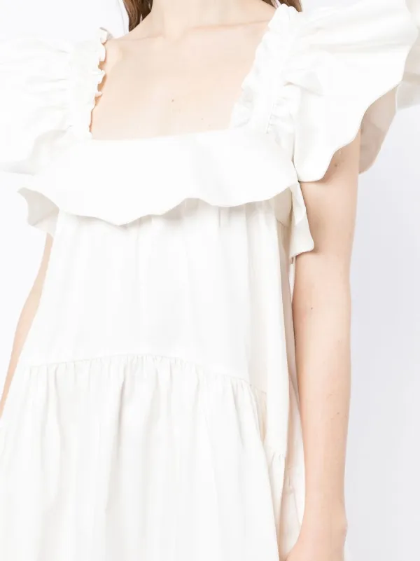 Kika Vargas Cicely Tiered Midi Dress | White | FARFETCH