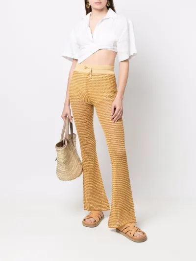 crochet-knit flared trousers | Rejina 