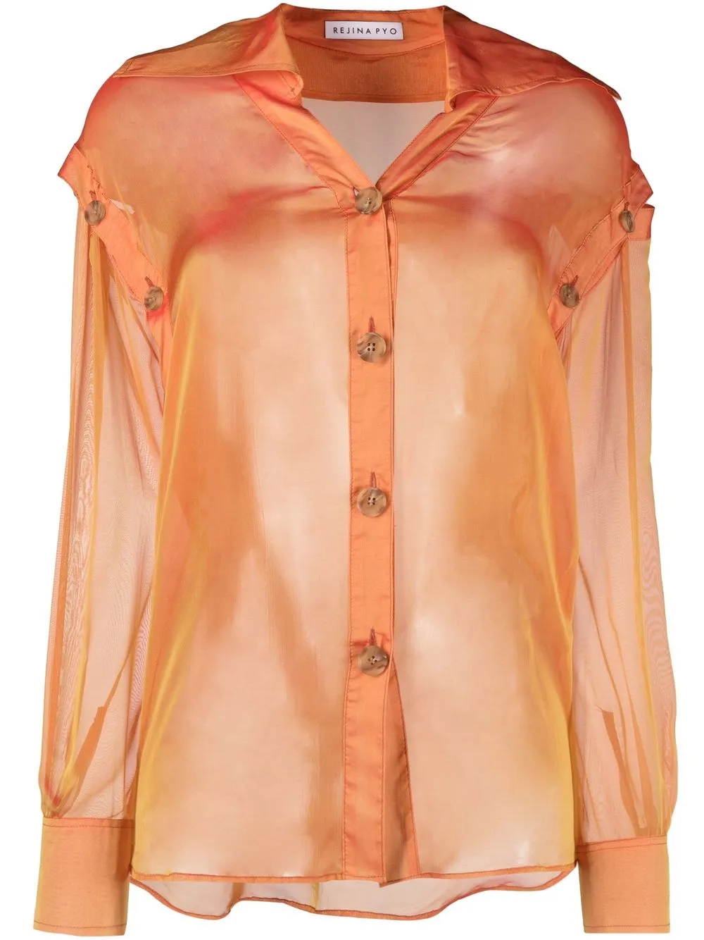 

Rejina Pyo camisa con paneles con botones - Naranja