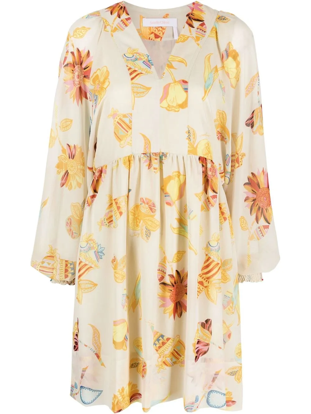 

See by Chloé floral-print shift dress - Neutrals