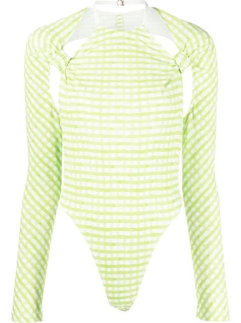 Jacquemus check-print cut-out bodysuit