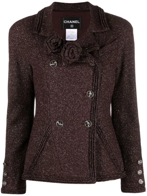 CHANEL Pre-Owned 2008 metallic-knit double-breasted jacket