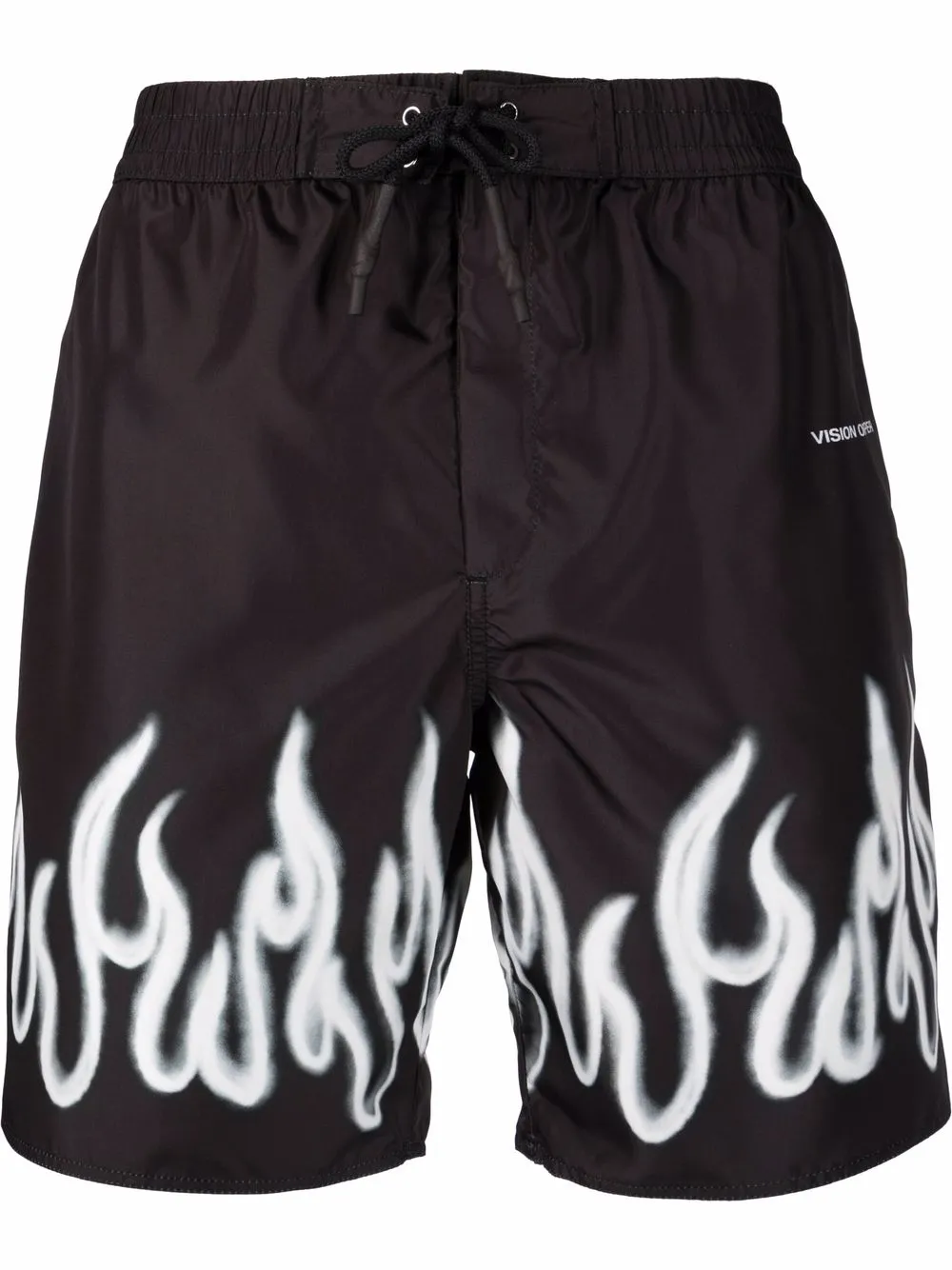 

Vision Of Super shorts de playa con cordón y estampado de llamas - Negro