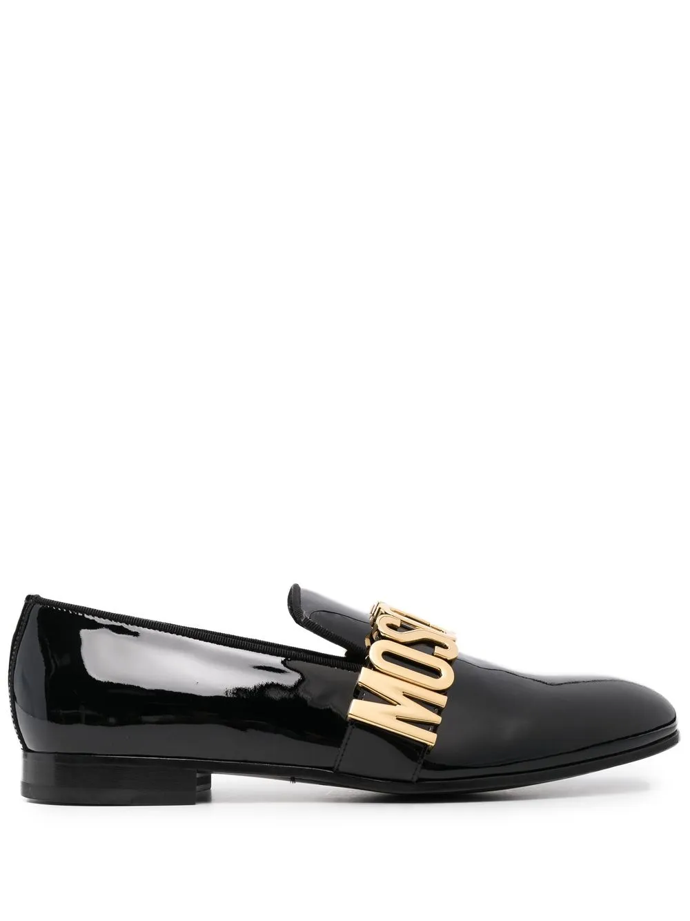 

Moschino maxi logo lettering loafers - Black